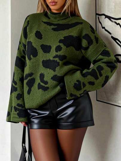 EURMUSE Camouflage Knit Sweater In Green And Black,Jumper,Jumpers For Women,Cream Jumper,Jumpers,Christmas Jumper,White Jumper,Ladies Jumper,Women's Jumpers