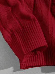 EASEVO 大码男士休闲粗线图案圆领长袖毛衣，秋冬款