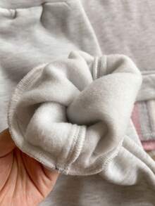 2pcs/Set Casual Plaid Patchwork Sweatshirt For Tween Girls Comfortable & Thick For Outdoor Activities - Light Grey - View 5