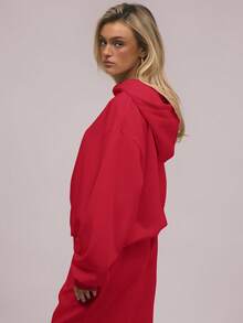 MUSERA Oversized Fleece Hooded Sweatshirt Graduation,Back To School,Graduation,Teacher For Women,Back To School  Spring Vacation Casual Holiday - Red - View 2