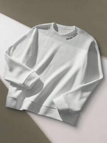 Claim Dot Men's Casual Reversible Fleece Pullover, Versatile For Street, Daily Commute And Outdoor, White, Autumn/Winter