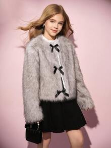 Tween 女童休闲时尚新款开衫，针织毛绒面料，浅灰色前开长袖夹克，适合秋冬季女童，优雅淑女风格，舒适适合日常、上学、旅行、聚会