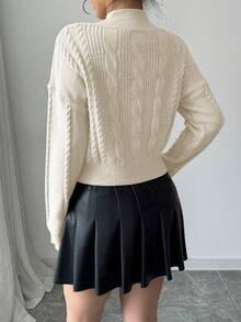 Elenzga French Bow Knit Soft & Fluffy Long Sleeve Sweater For Women, Winter - Beige - View 2