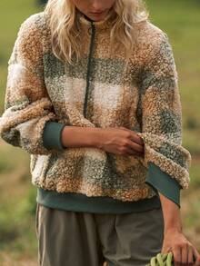 Medorelle 女士宽松长款加绒半拉链卫衣，带口袋，适合秋冬季、圣诞节、新年等户外休闲穿着 - 綠色 - 查看 3