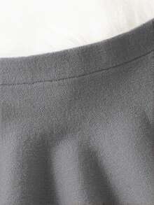 SHEIN Váy len ngắn tay dáng ôm nhún bèo màu trơn cho bé gái - Màu Xám nhạt - Xem 3