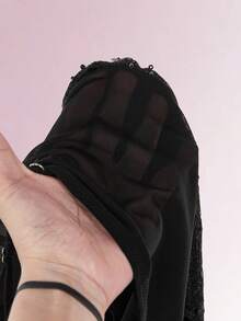 Amplova 女式时尚性感亮片拼接露背吊带迷你连衣裙 - 黑色 - 查看 8