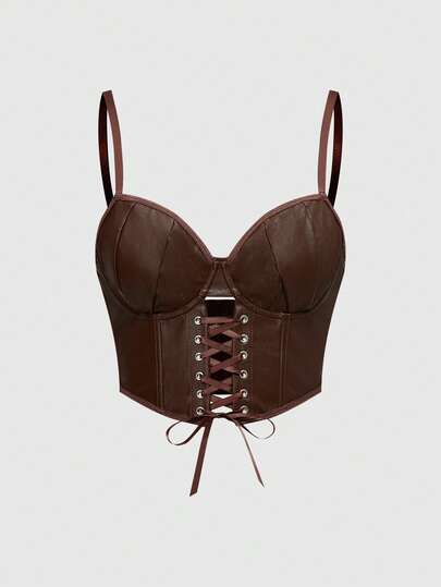 Hippie Vintage Western Animal Print Patchwork PU Underwire Bralette