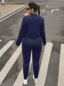 SHEIN EZwear Plus Size Black Sleeveless Jacket, Elastic Lightweight Yoga Sports 3 Pieces Set