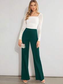 Amorya Women's Elegant Solid Color Pants, Suitable For Party And Commute