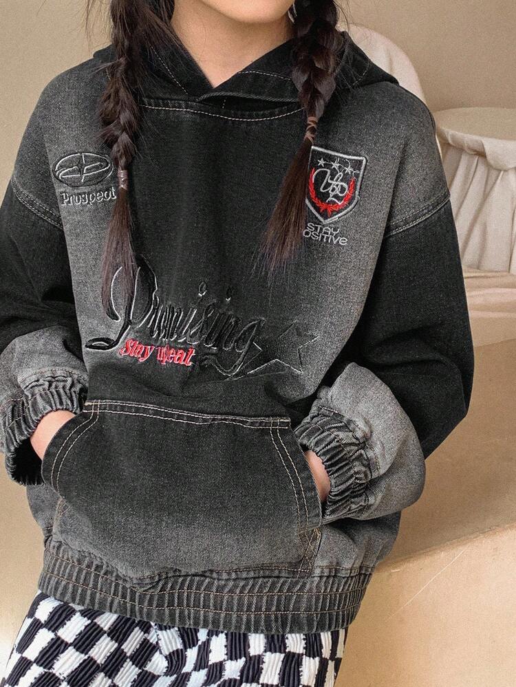 Girls' Hooded Denim Jacket
