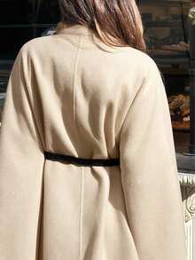 Aloruh Women's Elegant High Collar Batwing Sleeve Cinched Waist Waist Wool Blend Coat In Fall/Winter,Women's Winter Clothes - Apricot - View 7