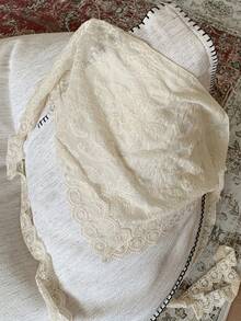 DAZY 不对称蕾丝层叠迷你裙，休闲大码女装，四季皆宜 - 杏色 - 查看 6