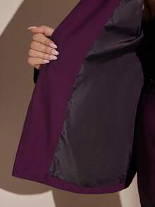 SHEIN BAE Conjunto de traje casual y elegante de manga larga con cruce envolvente para mujer de talla grande