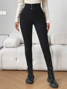 RosyDaze Leggings femininas de cintura alta com forro térmico, controle abdominal, para o inverno.