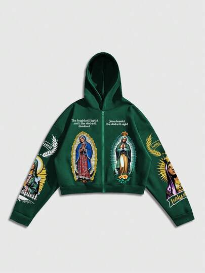 Goth Sudadera estampada para hombre, estilo holgado y corto