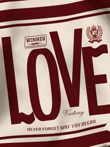 SHEIN EZwear 休闲街头风酒红色爱心印花卫衣，适合秋冬季外出穿着 - 彩色 - 查看 5