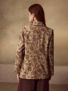MOTF FLORAL PRINT SINGLE BUTTON BLAZER - Apricot - View 4