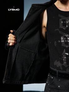 NEON BLANC Áo khoác denim dài tay nam đính đá lấp lánh hợp tác X-LYSMO - màu đen - Xem 7