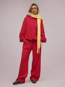 MUSERA Oversized Fleece Hooded Sweatshirt Graduation,Back To School,Graduation,Teacher For Women,Back To School  Spring Vacation Casual Holiday - Red - View 4