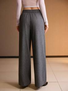 MOTF PREMIUM WOMEN'S LOOSE FIT WIDE LEG SEAM FRONT PANTS, AUTUMN/WINTER - Grey - View 7