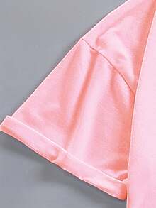 Flirla 加大码宽松玛格丽塔图案长款T恤女式图案T恤上衣 - 粉色 - 查看 3