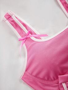 2 pièces Ensemble de lingerie pour femmes avec décoration de nœud