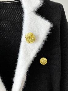 Franclia 女士秋冬优雅时尚翻领黑白长袖通勤正式金属扣假口袋开衫，适合秋冬季、新年、感恩节、派对、婚礼等场合，优雅休闲。 - 黑與白 - 查看 6