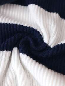 SHEIN Clasi Women's Casual Commuter Contrast Striped Pattern Drop Shoulder Loose Button Front Cardigan, Autumn/Winter