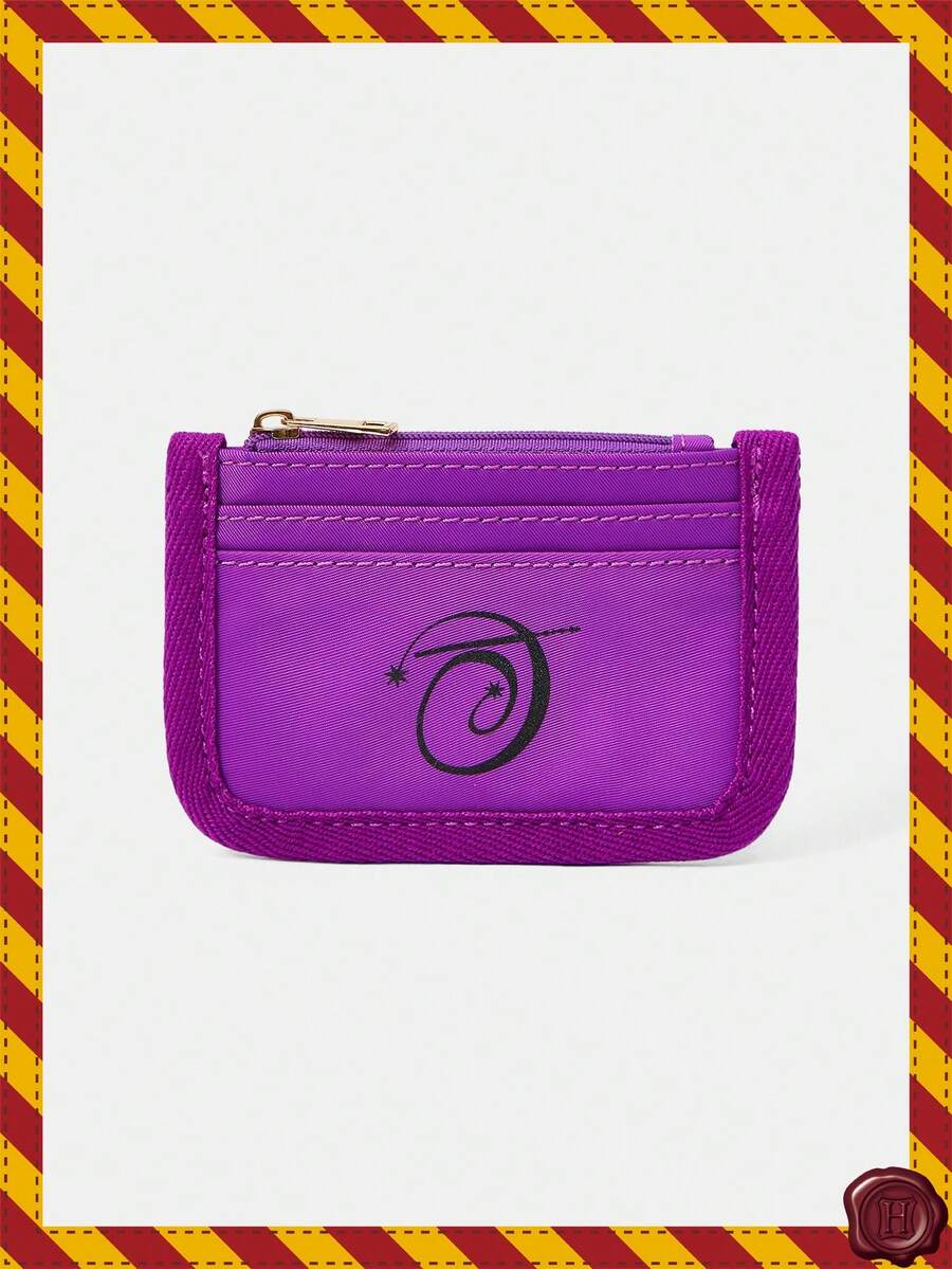 HARRY POTTER X SHEIN Portacarte di moda minimalista con grafica a lettere e cerniere multiple - Viola - Visualizzare 1