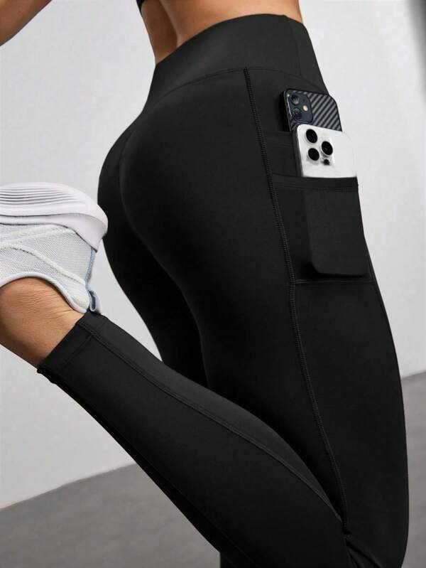 Easithlete Phone Pocket Side Tummy Control Sports Leggings Yoga Women Pants