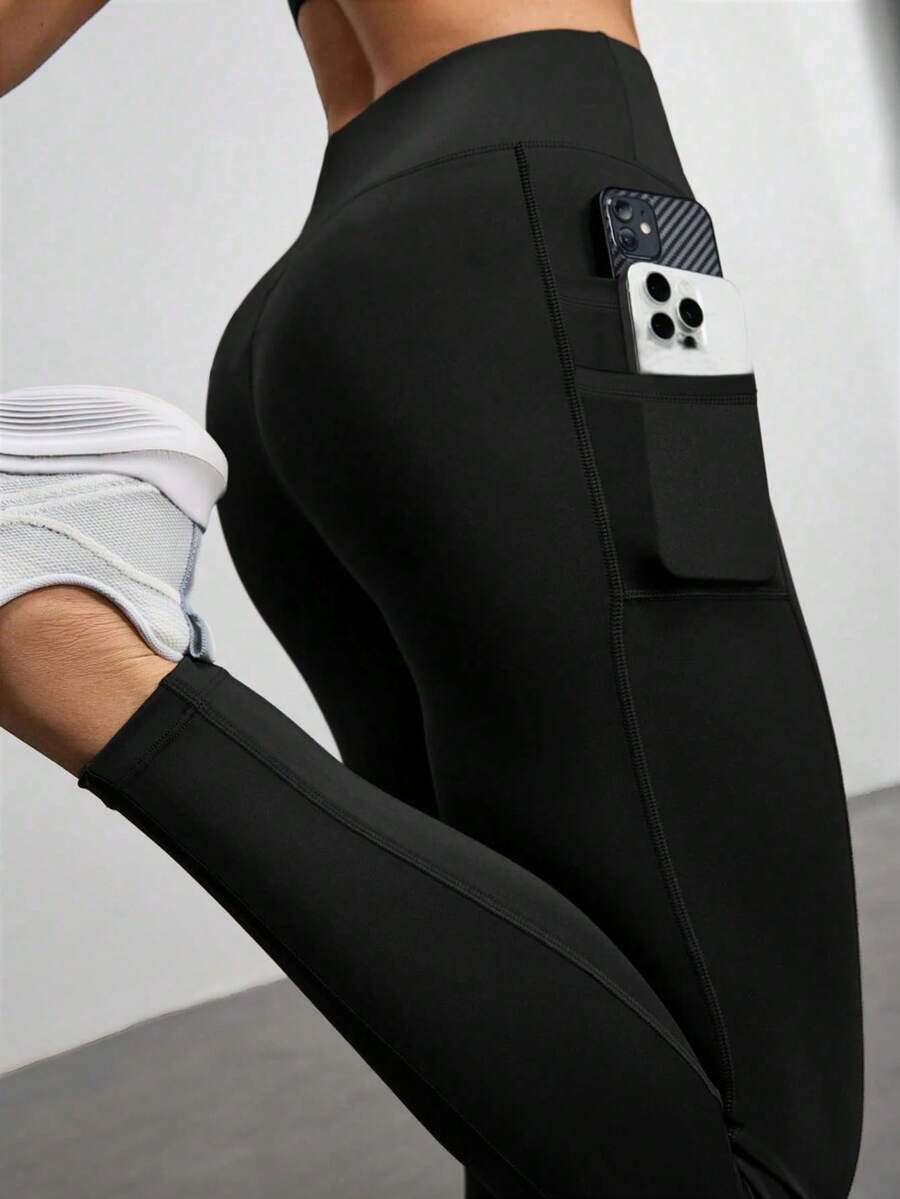 Easithlete Phone Pocket Side Tummy Control Sports Leggings Yoga Women Pants