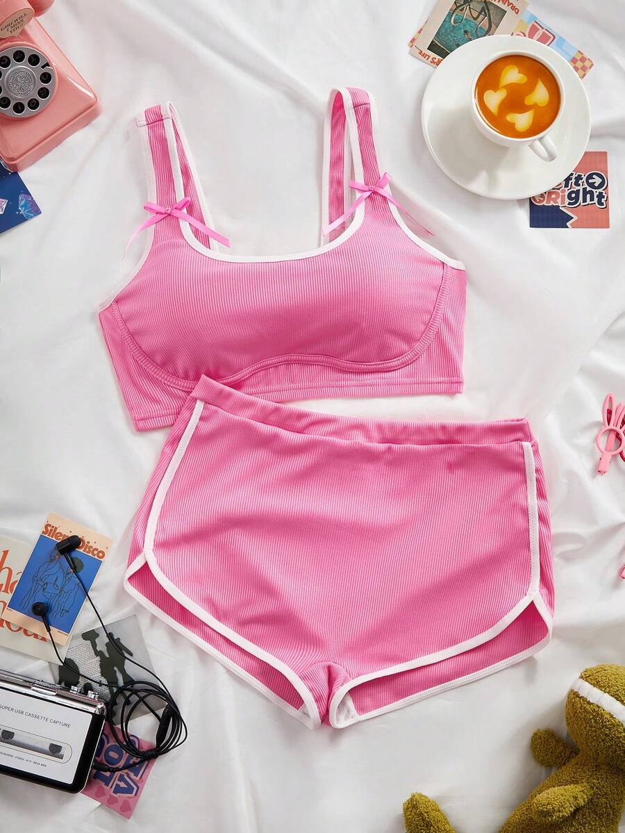 2 pièces Ensemble de lingerie pour femmes avec décoration de nœud