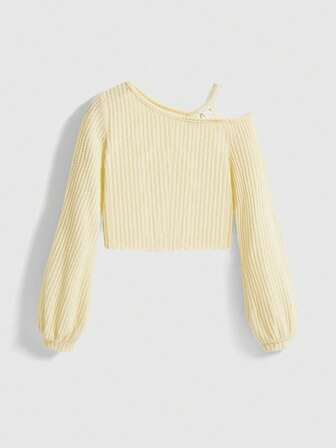 Kawaii Damen Lässig Einfarbiges Asymmetrisches Ausschnitt Crop Top