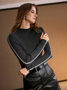 MOTF PREMIUM WOMEN'S SLIM FIT TURTLENECK WOOL SWEATER, AUTUMN/WINTER - Grey - View 4