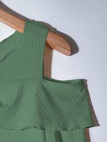 GlowEve Women's Autumn Simple Button Decor Off-Shoulder Fitted Long Sleeve T-Shirt - Mint Green - View 3