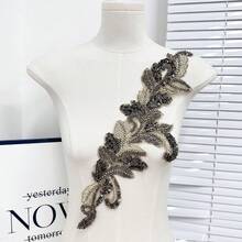 1件手工仿珍珠婚纱缝制珠饰蕾丝贴片闪亮黄色缝制亮片水晶珠饰紧身配饰DIY装饰礼服 - 黑色 - 查看 12