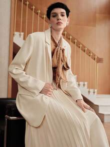 Uhlyne Uhlyne Blazer elegante y minimalista de moda para mujer - Albaricoque - Ver 4