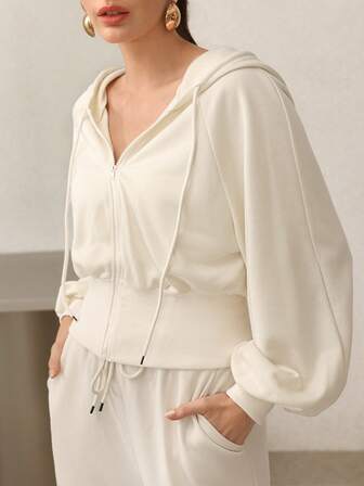 Mulvari Sweat-shirt-shirt court à cordon de serrage pour femmes