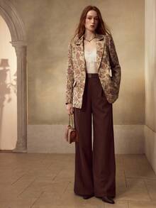 MOTF FLORAL PRINT SINGLE BUTTON BLAZER - Apricot - View 2