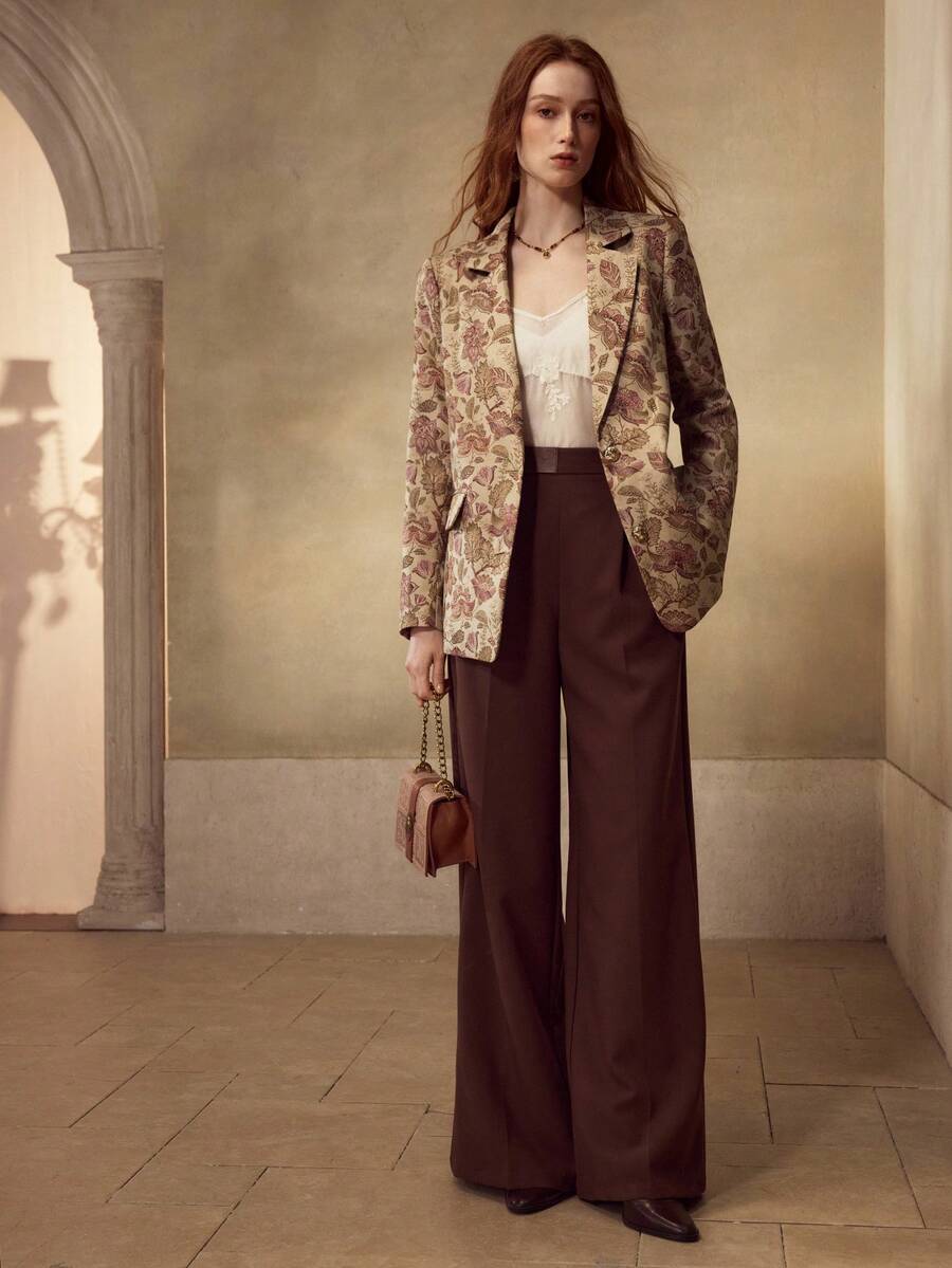 MOTF FLORAL PRINT SINGLE BUTTON BLAZER - Apricot - View 2