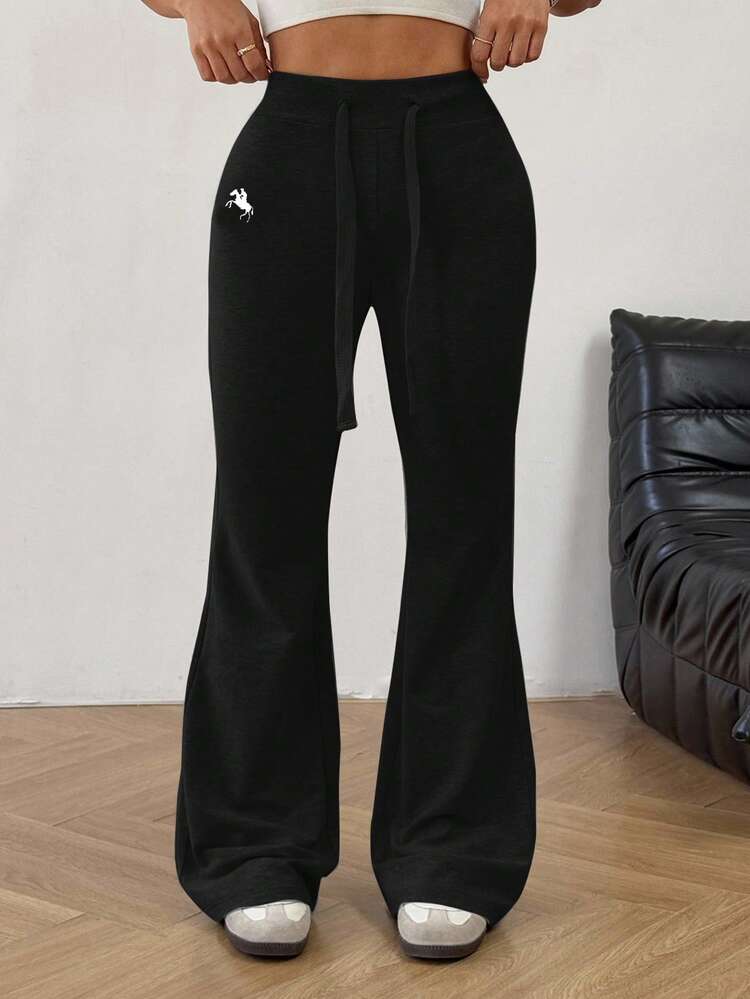 Solflare Calça Casual Flare com Cordão na Cintura e Estampa de