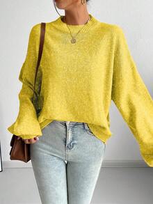 SoleilVie 休闲法式宽松圆领长袖针织毛衣，百搭秋冬