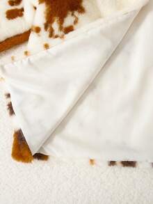 Elladie kids 1 件年轻女孩冬季人造皮草大衣，蓬松奶牛图案复古优雅奢华百搭保暖外套 - 彩色 - 查看 10