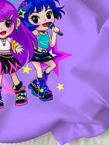 Leap Crew Tween Girl Casual Cute Anime Cartoon K-POP Graphic Loose Fit Sweatshirt, Violet, Suitable For Autumn/Winter - Multicolor - View 5