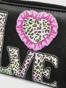 ROMWE 1pc Leopard Print Goth Style Compact Coin Purse - Black - View 4