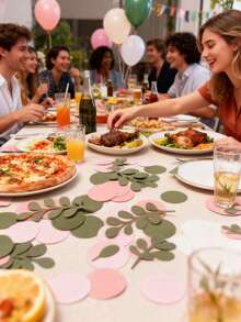 100Pcs Mixed Party Confetti Natural Table Scatter, Country Wedding Bridal Shower Decor, Graduation Birthday Party Supplies, Classroom Activity Ins Style Water Color Paper, Creative Craft Materials For Holidays Celebration - Pink round - View 3