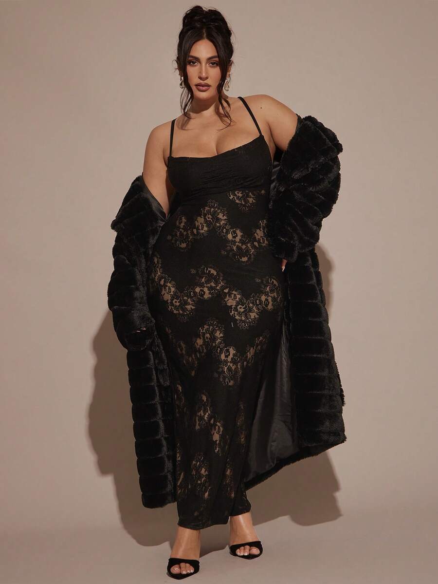 SHEIN BAE Plus Size Women Elegant Sexy Lace Long Dress,Elegant Dress,Winter, Summer,Cozy Fall And Winter,Halloween Costume, Christmas Outfit,New Year Outfit,Thanksgiving Plus Size,Elegant Dresses For Party,Sexy Club Outfits,Cozy Fall & Winter Styles,Plus Size Halloween Costumes,Formal Dresses,Wedding Guest Dress,Plus Size,Halloween Costumes Plus Size,Black Dress, Cocktail Dress,Birthday Party