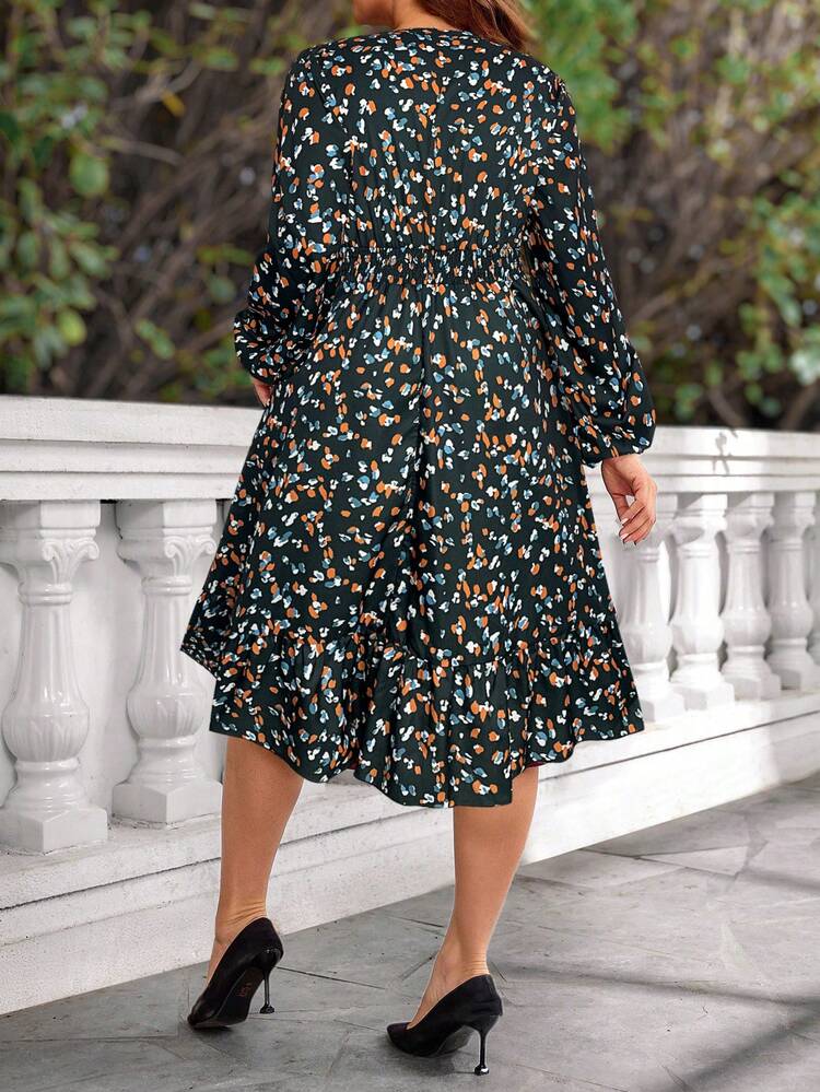 Plus Size Women Fall/Winter  Casual Long Sleeve Leopard Print Dress, Autumn/Winter,Going Out Outfits,2025 New Clothes,Simple And Fashionable For Everyday Wear, Plus Size Winter Clothes, Christmas Outfit For Women ,New Year Clothes,Thanksgiving Outfit For Women ,New Year Dress,Flowy Dress