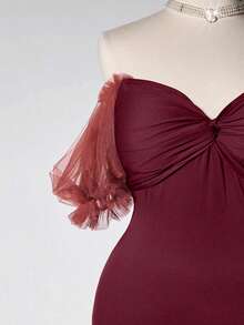 Grovea 优雅高端收腰奢华美人鱼长裙 - 酒紅色 - 查看 5