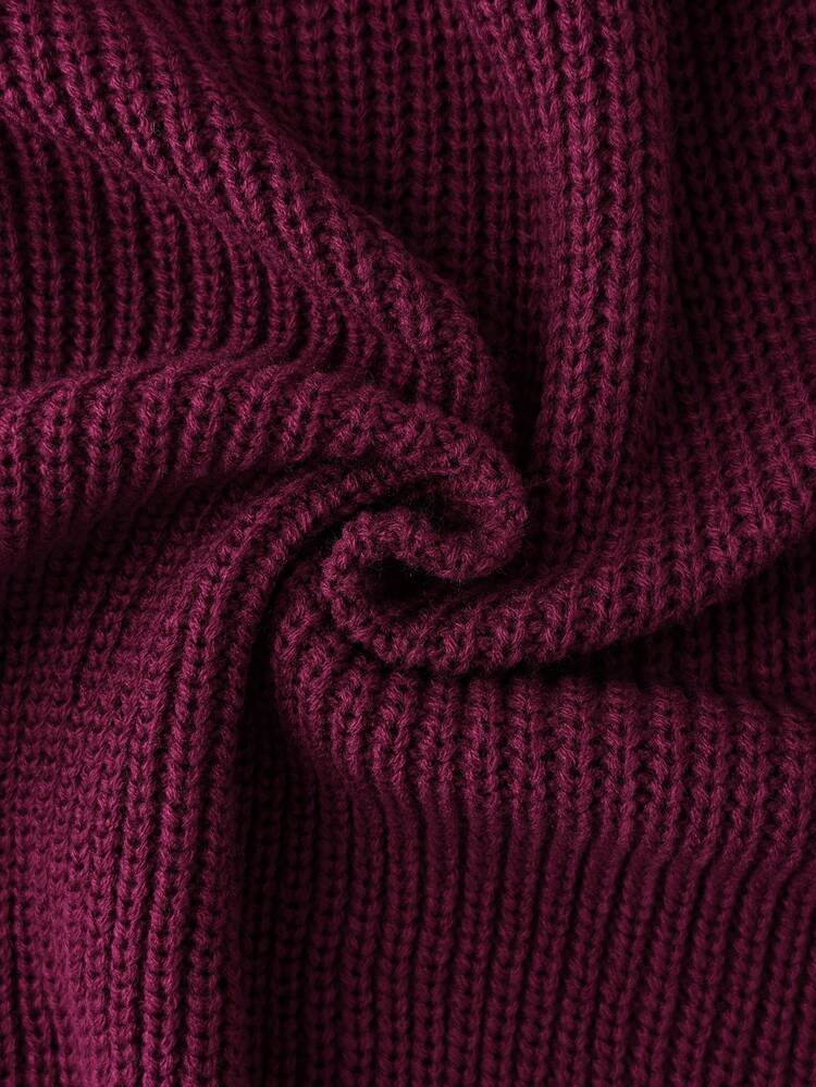 Airaco 复古宽松圆领粗针织毛衣 - 紫色 - 查看 4